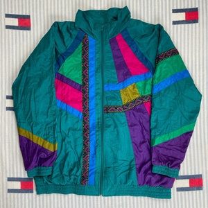Vintage Colorful Color Block design windbreaker jacket